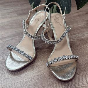 Badgley Mischka Gold Heels with Sparkling Embellishments